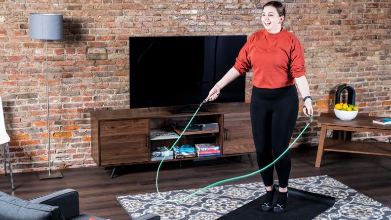 Get your heart beating by jumping rope as your form of cardio.