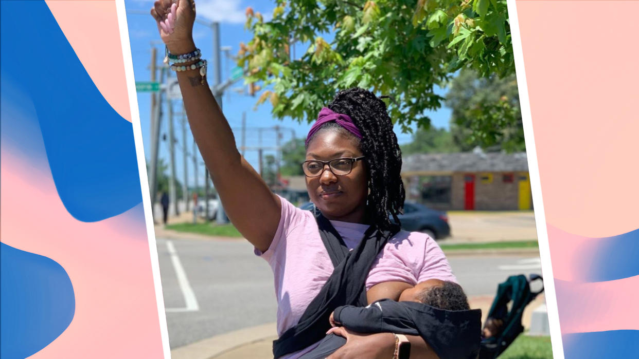 Kyla Carlos was photographed breastfeeding her newborn at a Black Lives Matter protest in Virginia. (Photo: Kenyetta Carlos)