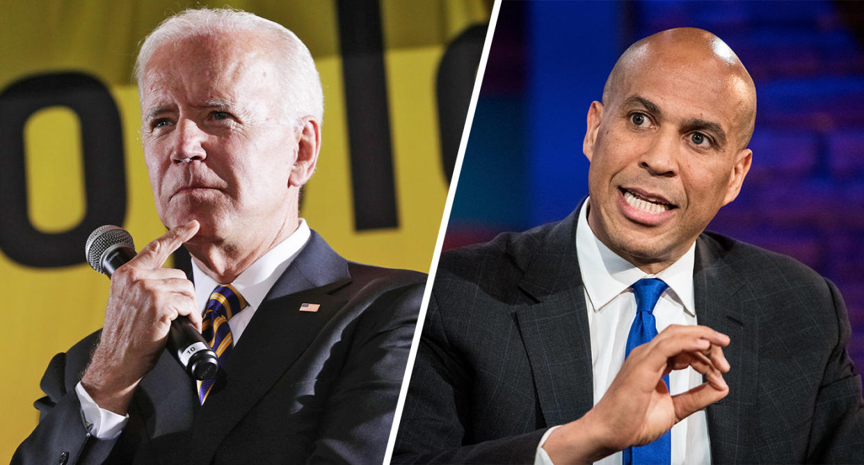 Former Vice President Joe Biden and Sen. Cory Booker, D-N.J. (Photos: Alex Wong/Getty Images, Sean Rayford/Getty Images)