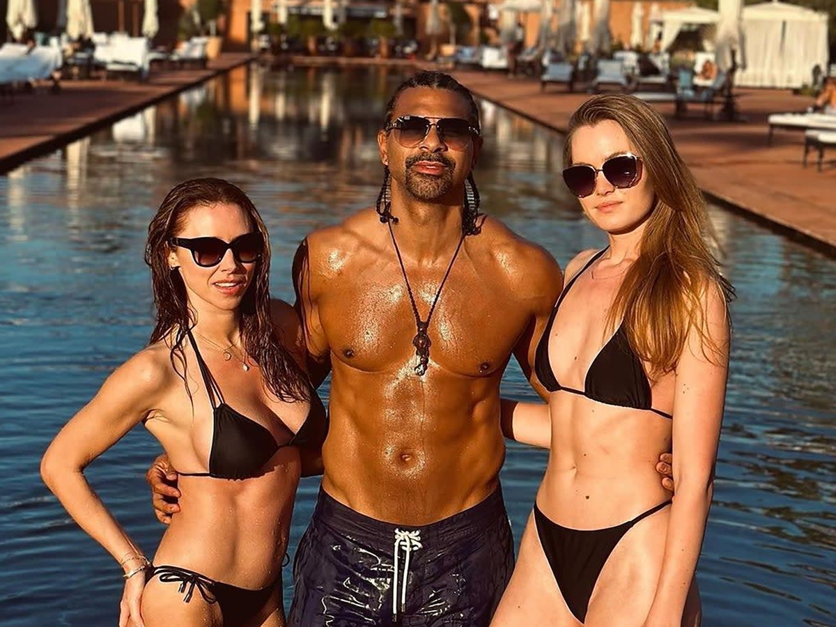 David Haye (centre), who sparked speculation about his romantic life by wishing a Happy Valentine’s Day to his ‘two queens’  (David Haye/Instagram)