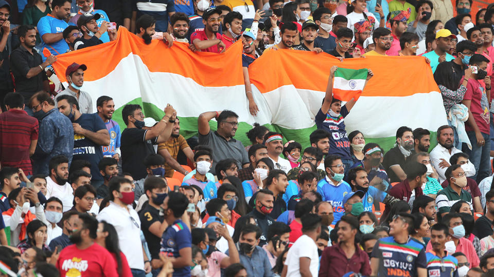 Fans have been barred from the remaining three T20 matches between India and England at the Narendra Modi Stadium in Ahmedabad. (Photo by Surjeet Yadav/Getty Images)