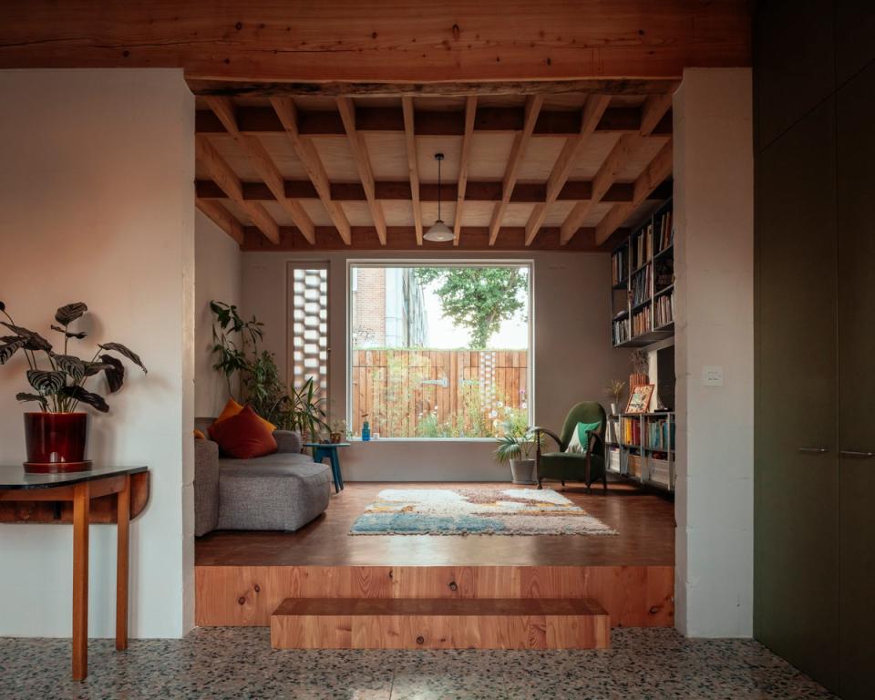 Exposed timber joists in Peckham House’s interiors (Copyright Jim Stephenson)