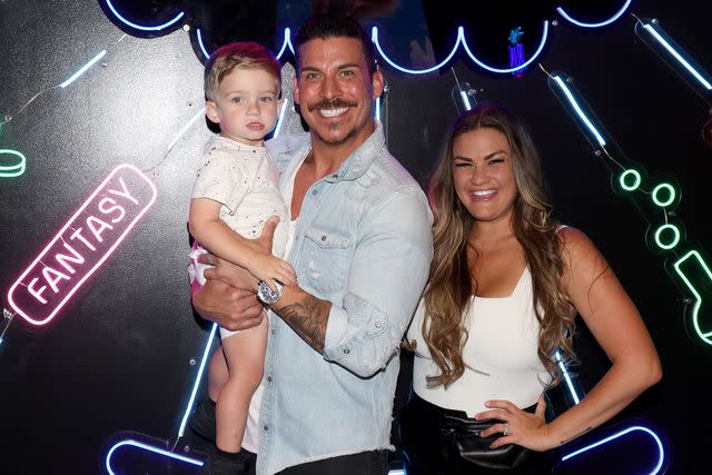 <p>Gabe Ginsberg/Getty</p> Jax Taylor and Brittany Cartwright with their son Cruz at the debut of Fantasy Lab Las Vegas's Midnight Dreams immersive experience in June 2023