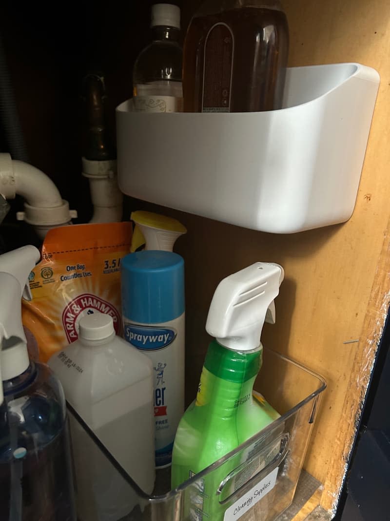 command organizer attached to under sink wall