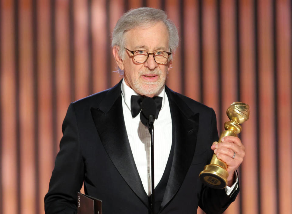 Steven Spielberg accepts the Best Director award