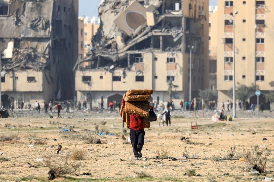 Residents of the Qatari-funded Hamad Town residential complex in Khan Yunis (AFP via Getty Images)