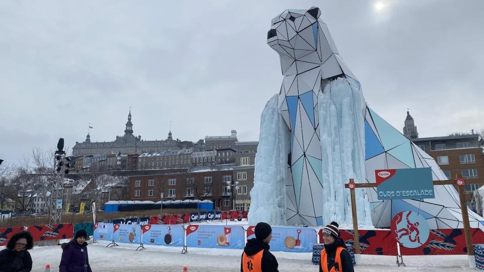 This imposing structure, more than 13 metres tall, was intended for ice climbing and was one of the new attractions at the carnival this year.  