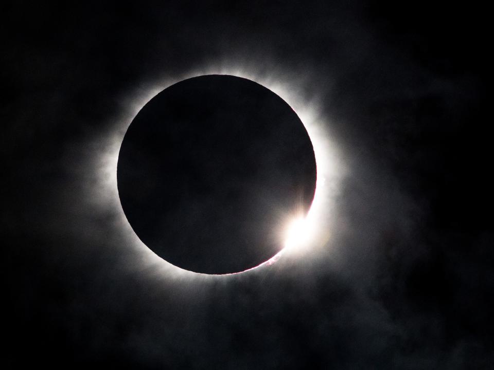 The solar eclipse as seen from Nashville, Tenn., Monday, Aug. 21, 2017.