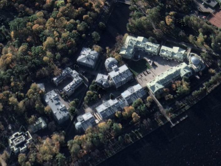 An aerial view of St Petersburg's prestigious Birch Alley, where one of Putin's rumored mistresses was reported to live.