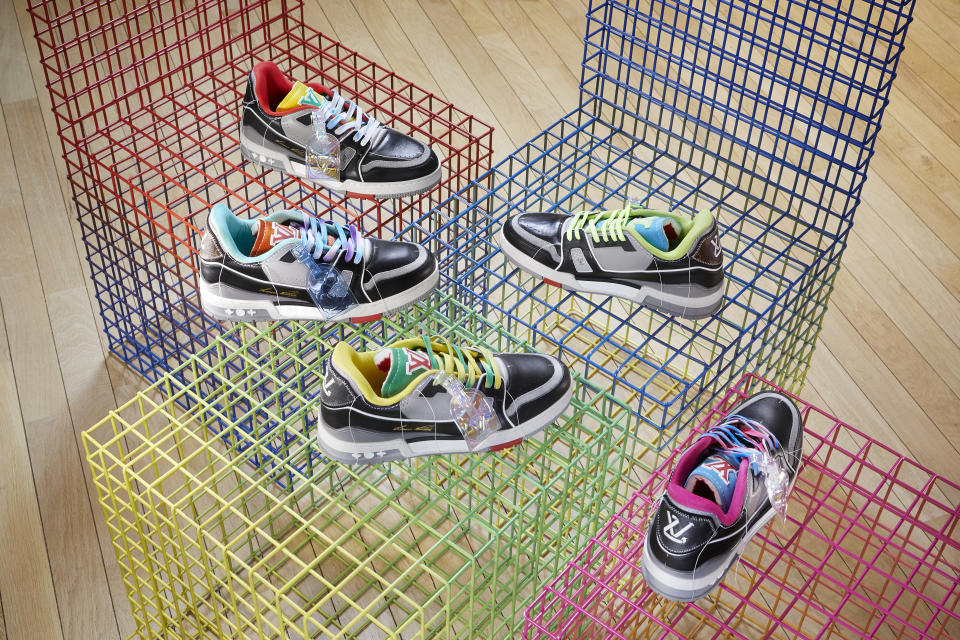 The LV Trainer Upcycling sneakers designed by Virgil Abloh. - Credit: Grégoire Vieille/Courtesy of Louis Vuitton
