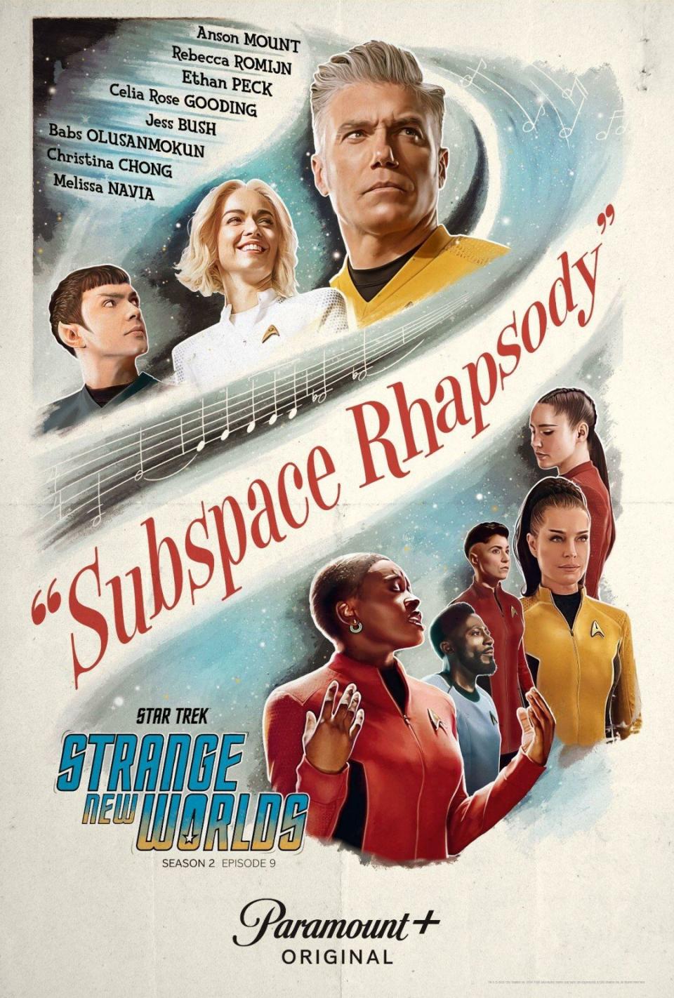 The Star Trek: Strange New Worlds musical episode poster shows all the crew members in painterly style