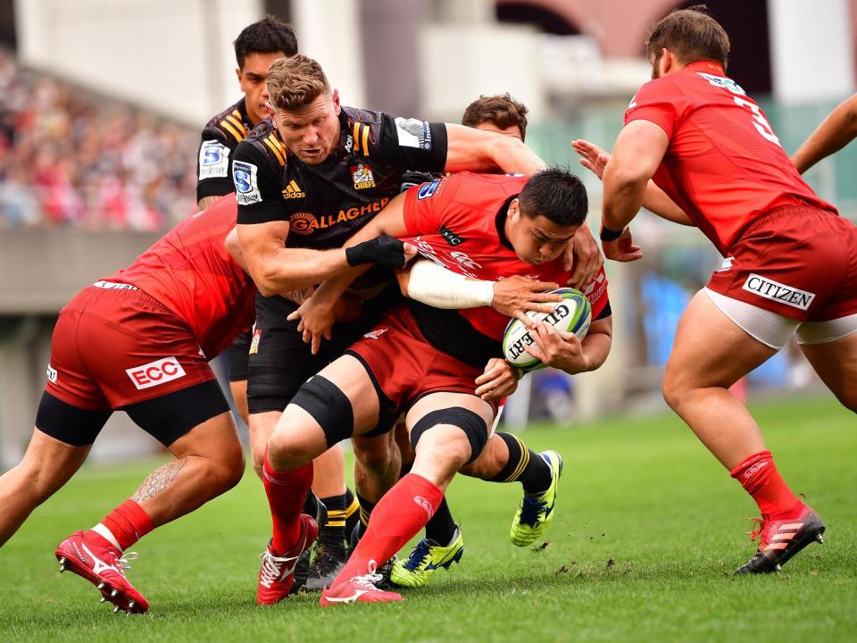 Sunwolves' Kotaro Yatabe in action during a Super Rugby match against Chiefs in Tokyo: Getty Images