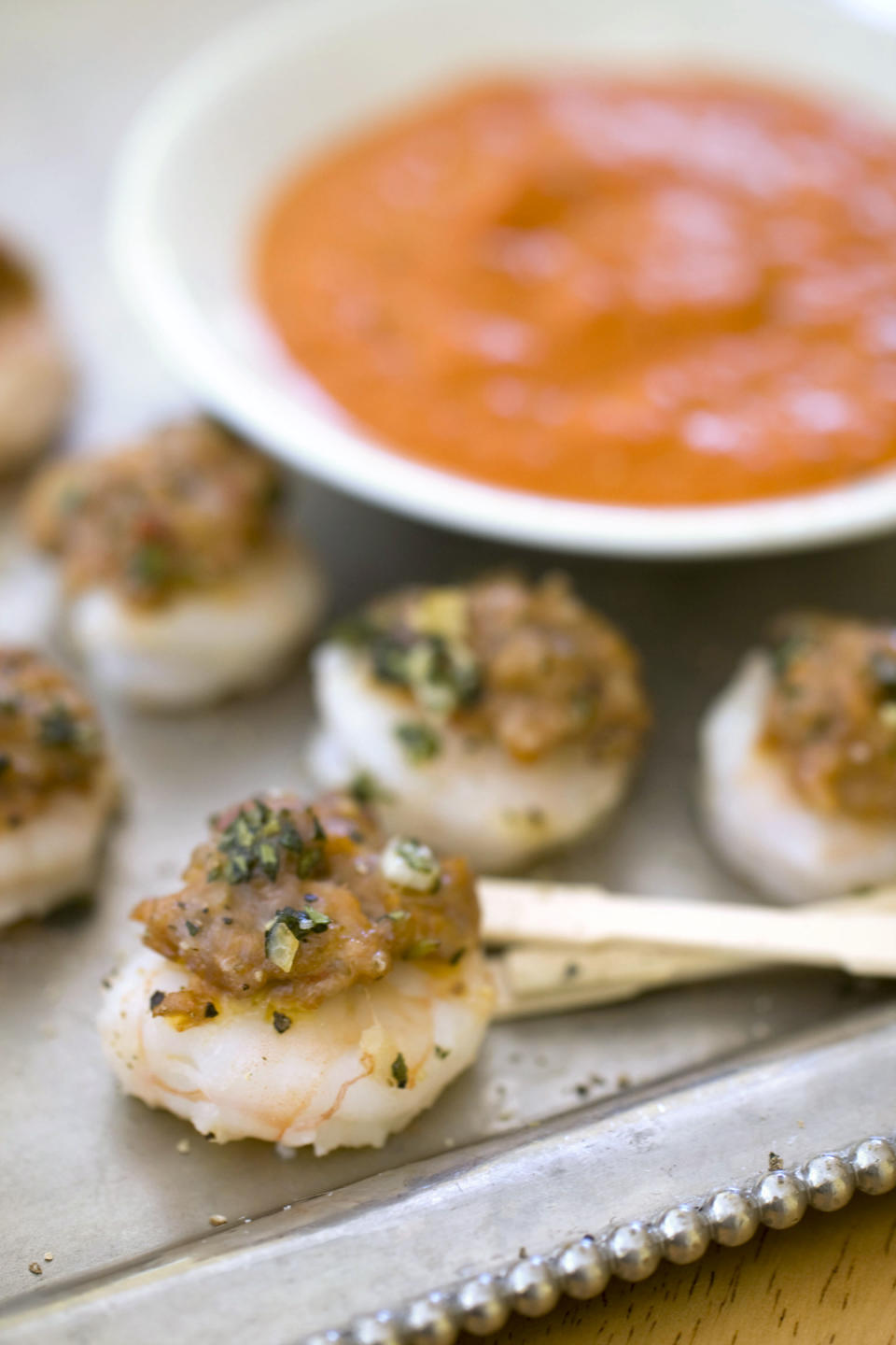 This Nov. 4, 2013 photo shows Italian surf and turf with roasted red pepper sauce in Concord, N.H. (AP Photo/Matthew Mead)