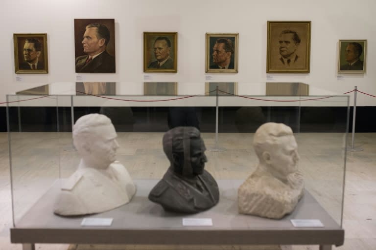 Sculptures and paintings of late communist Yugoslav leader Josip Broz Tito at an exhibition dedicated to him in Ljubljana