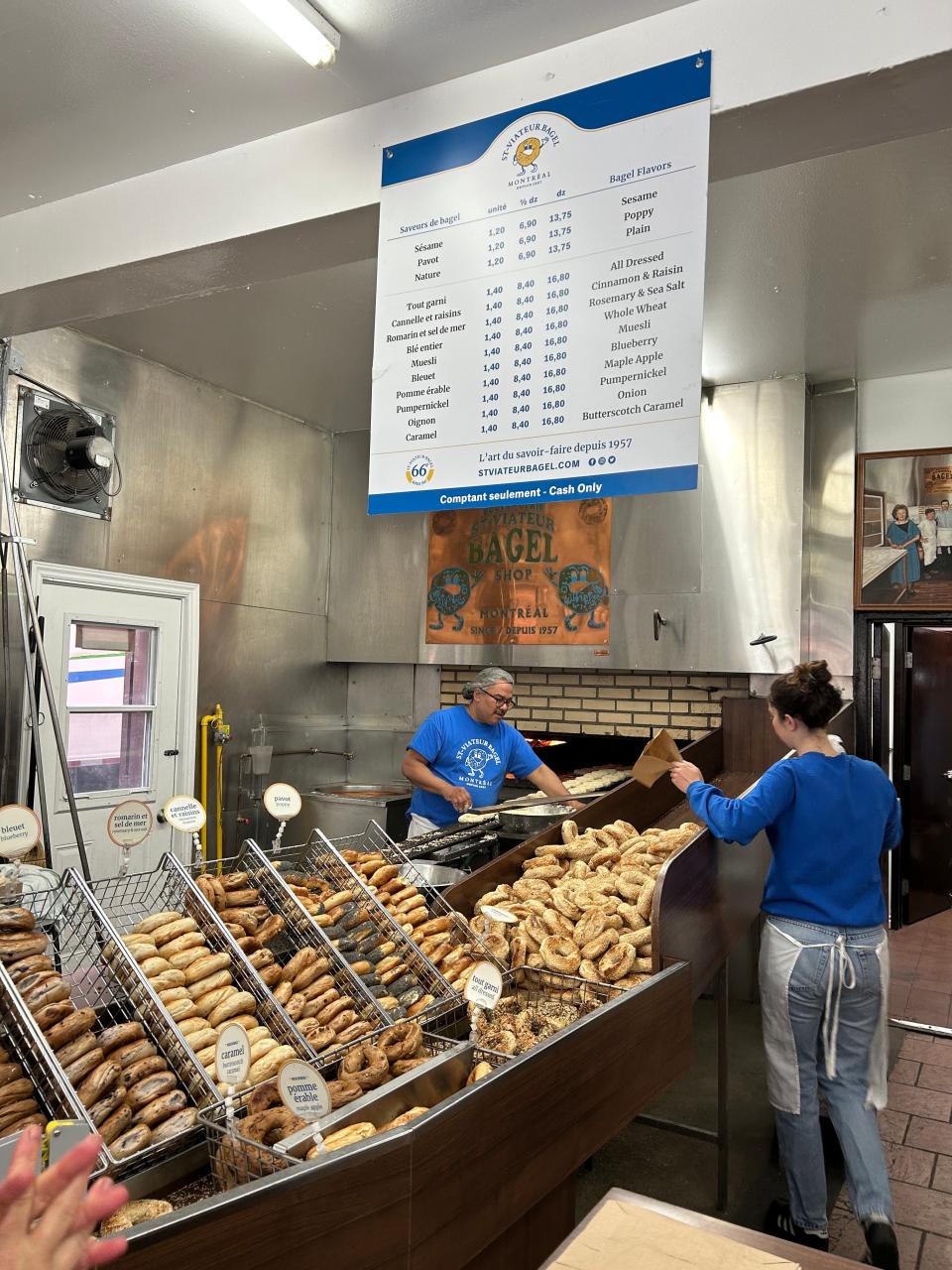 Fresh bagels being made at St-Viateur Bagel in Montreal.