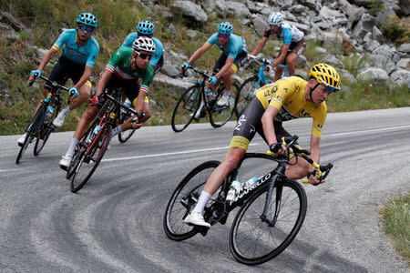 Cycling - The 104th Tour de France cycling race - The 183-km Stage 17 from La Mure to Serre-Chevalier, France - July 19, 2017 - Team Sky rider and yellow jersey Chris Froome of Britain in action. REUTERS/Benoit Tessier