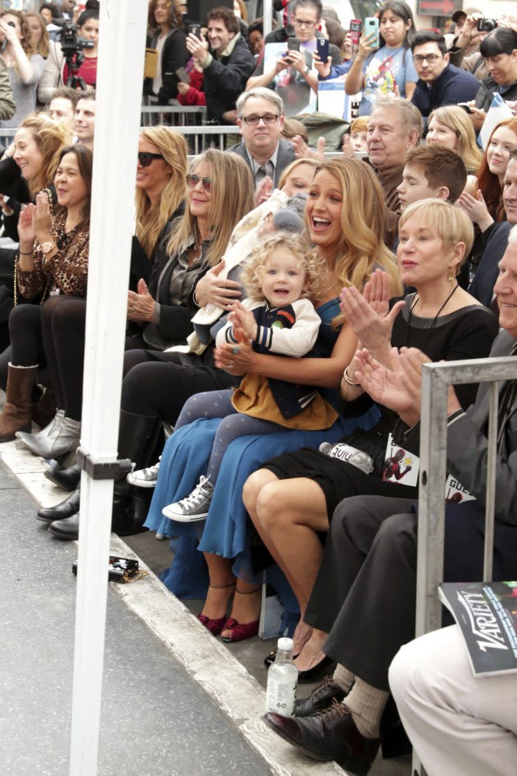 James sat on Lively's lap throughout the ceremony. (Photo: AP)