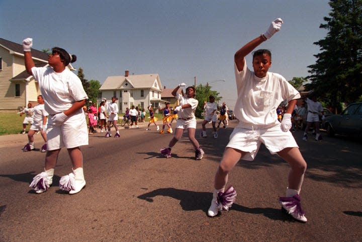 Step dancers on the streets to celebrate Juneteenth.