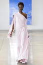 <p><i>Model wears an off-the-shoulder pastel pink dress from the SS18 Hellessy collection. (Photo: ImaxTree) </i></p>