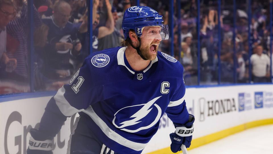 Steven Stamkos is the perfect candidate to play the role of Lillard amidst his squabbles with Lightning management. (Photo by Mark LoMoglio/NHLI via Getty Images)
