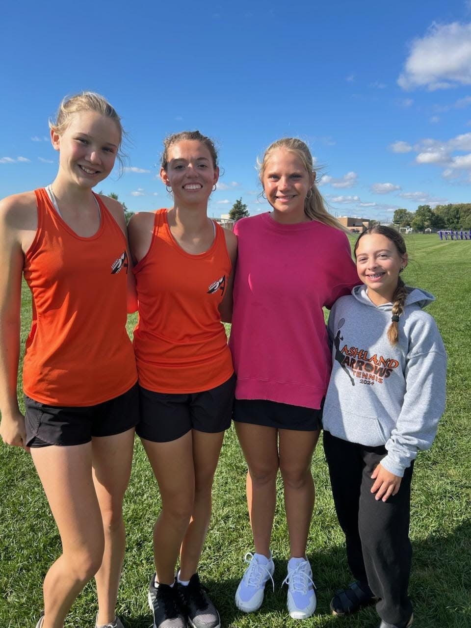 Ashland girls tennis district qualifiers: Elena Haynes, Hannah Miller, Mya Donatini and Claire Sharick.