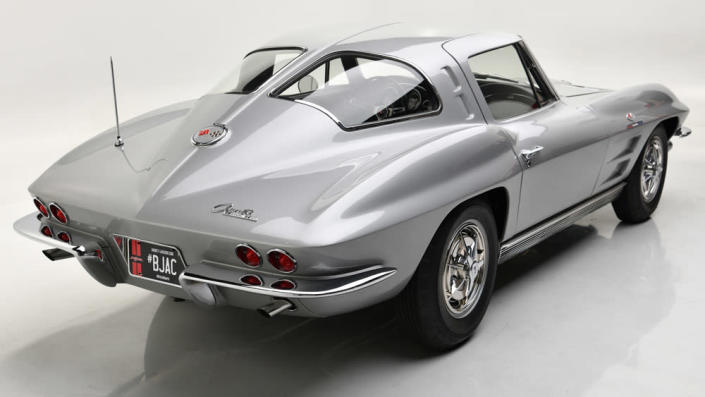 One of the distinguishing design details is the &#x00201c;split&#x00201d; rear window, only
 offered on the 1963 version of the Corvette Stingray. - Credit: Barrett-Jackson