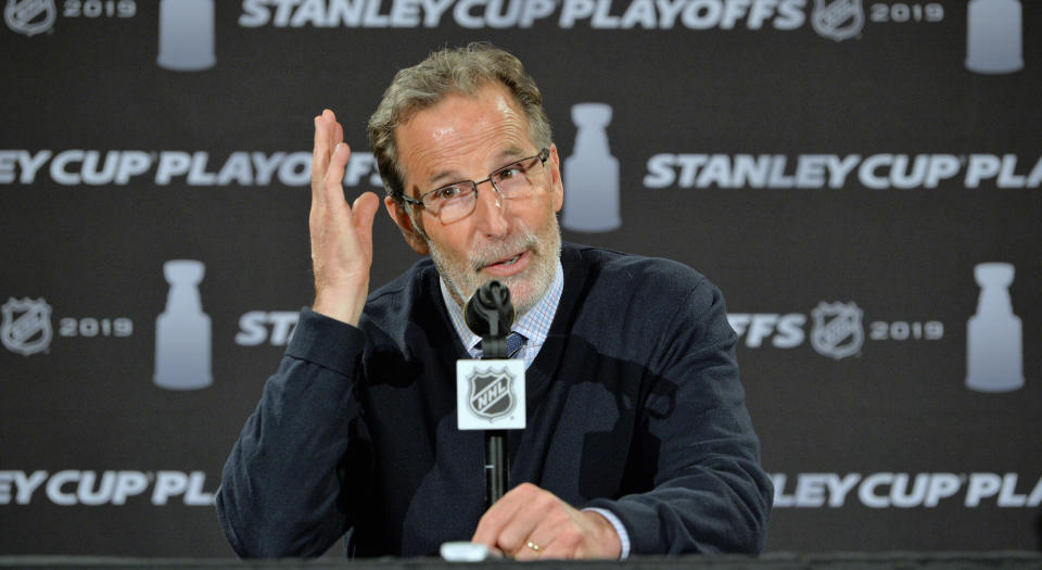 Columbus Blue Jackets head coach John Tortorella channeled his inner Mark Messier after his team's loss to the Boston Bruins in Game 5 of their second round series.(Photo by Jamie Sabau/NHLI via Getty Images)