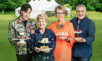 <p>L-R: Noel Fielding, Sandi Toksvig, Prue Leith, and Paul Hollywood are all back for the second series made for Channel 4.(Channel 4/Love Productions) </p>