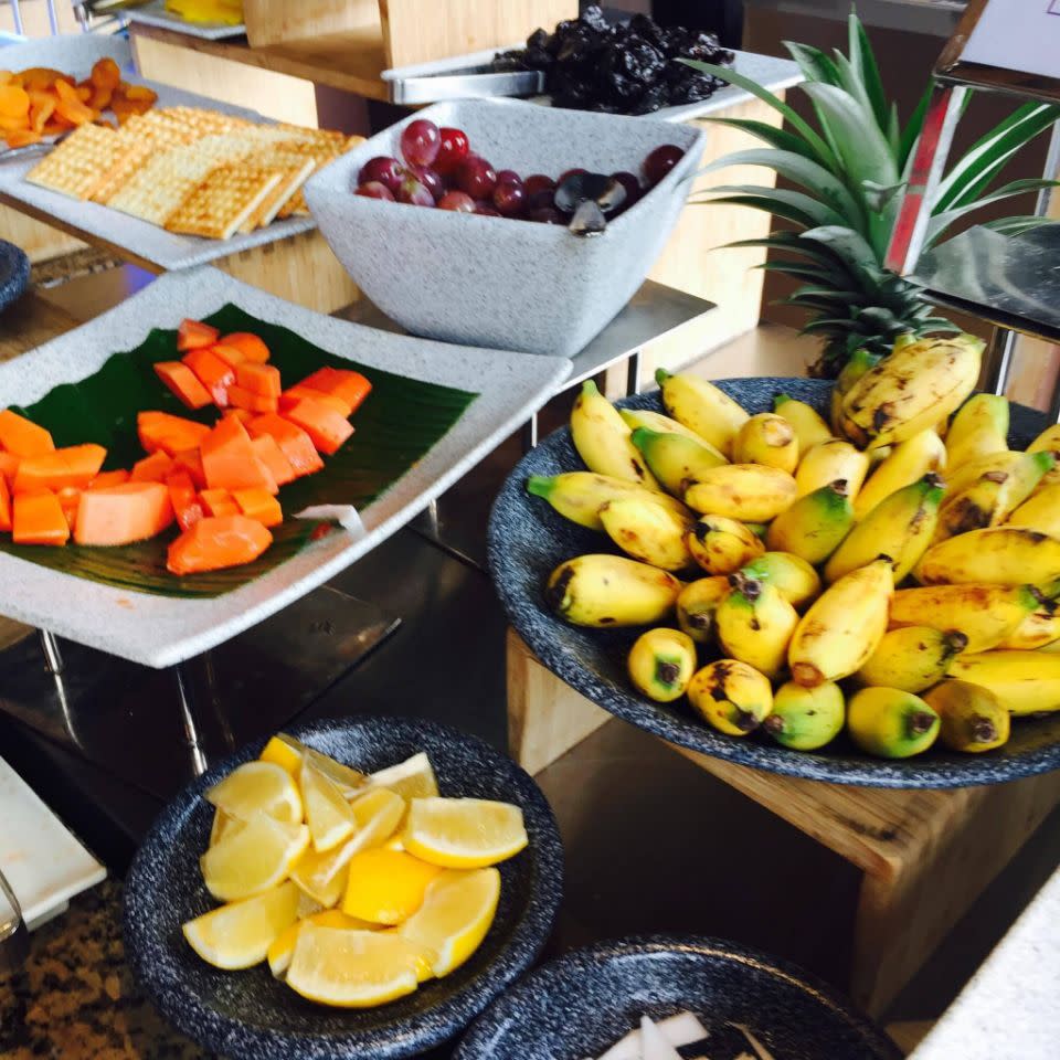 The wellbeing section of the buffet offers a great selection of healthy and low calorie food options