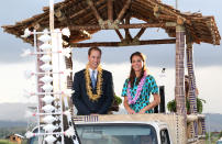 Prince William, Duke of Cambridge and Catherine, Duchess of Cambridge travel in a special boat vehicle as they arrive at Honiara International Airport during their Diamond Jubilee tour of the Far East on September 16, 2012 in Honiara, Guadalcanal Island. Prince William, Duke of Cambridge and Catherine, Duchess of Cambridge are on a Diamond Jubilee tour representing the Queen taking in Singapore, Malaysia, the Solomon Islands and Tuvalu. (Photo by Chris Jackson/Getty Images)