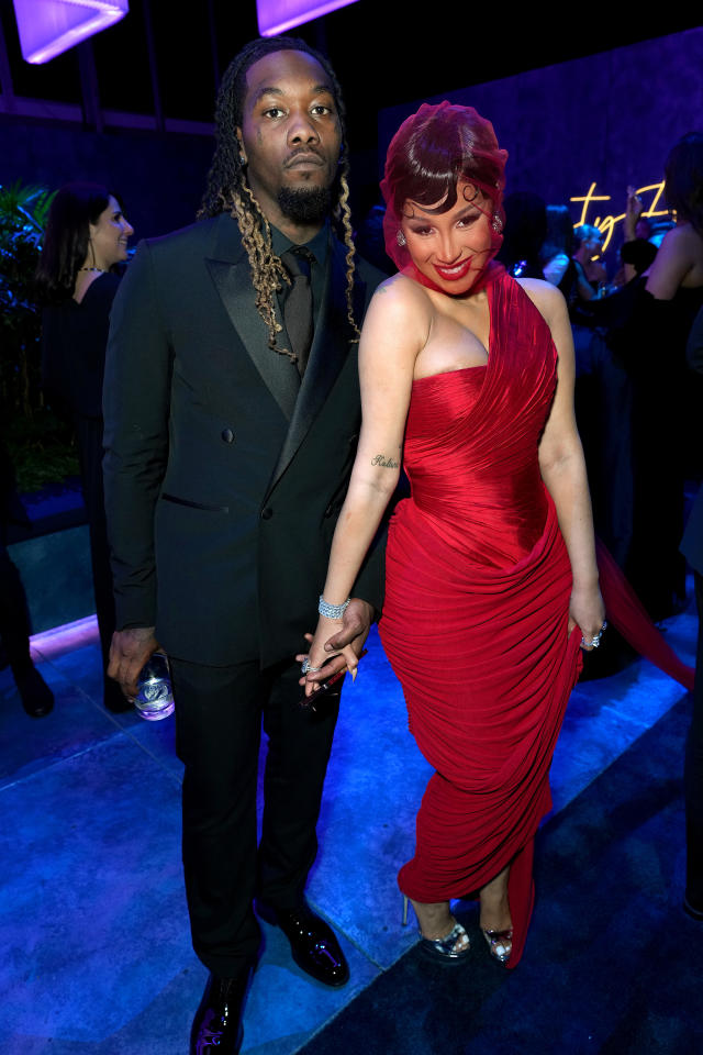 Cardi B Is a Lady in Red With SheerVeiled Dress & 6Inch Heels at