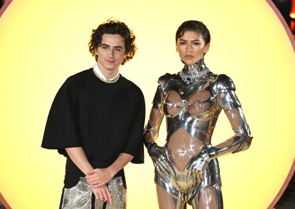 Timothee Chalamet and Zendaya at the Dune: Part 2 world premiere (Gareth Cattermole/Getty Images)