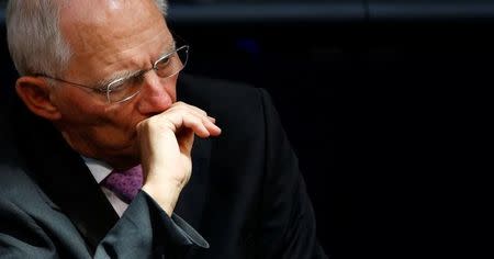 German Finance Minister Wolfgang Schaeuble attends a lower house of parliament Bundestag session in Berlin, Germany, April 27, 2017. REUTERS/Hannibal Hanschke