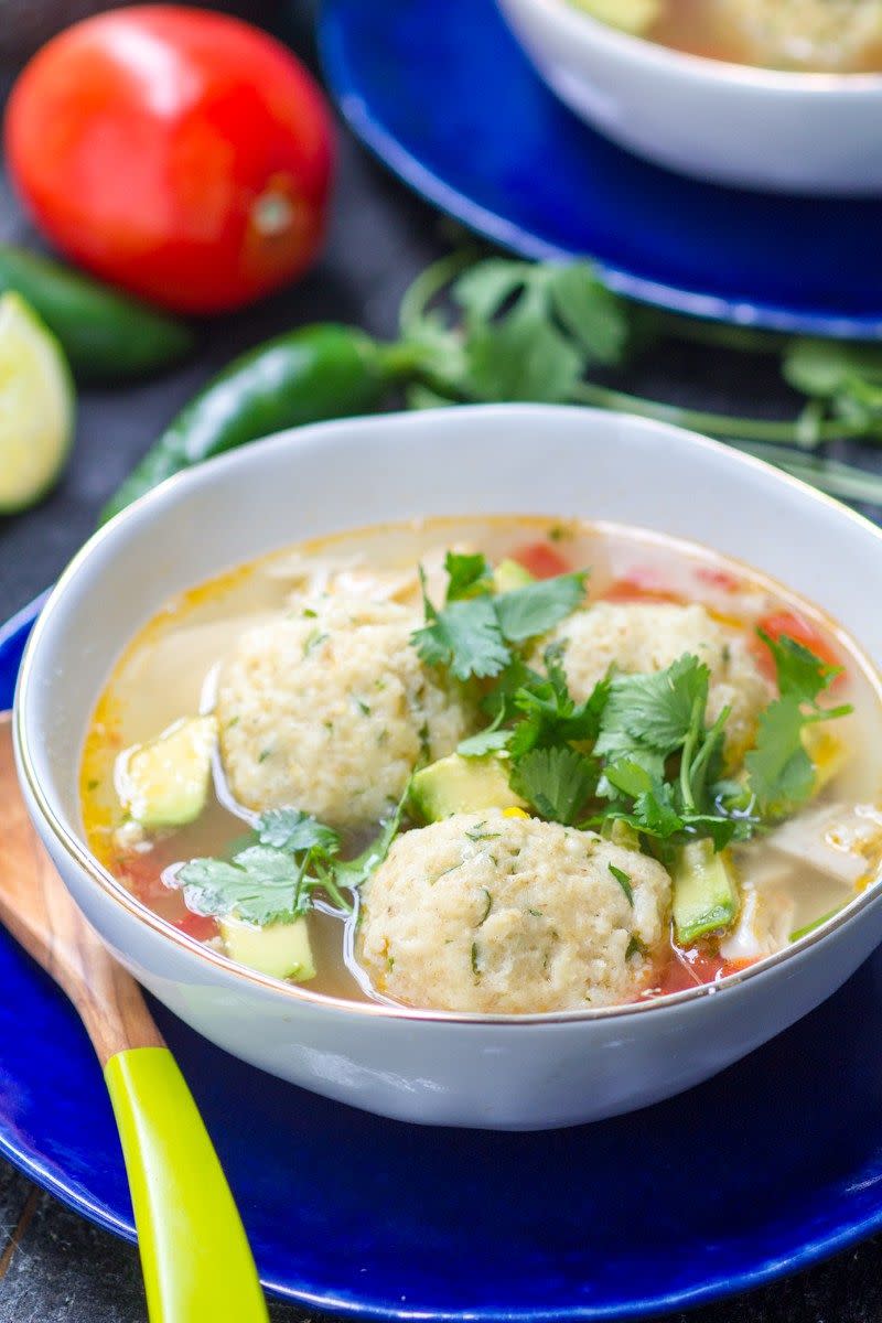 Chicken, Lime, and Avocado Matzoh Ball Soup