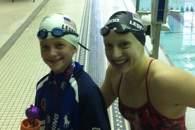 <p>Courtesy of Bruce Gemmell</p> Katie Ledecky and Erin Gemmell in 2013