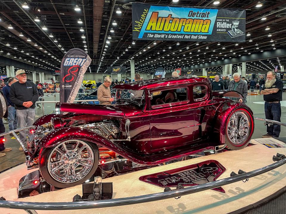 The 1931 Chevrolet Independence, owned by Rick and Patty Bird, is one of 30 cars competing for the prestigious Ridler Award, during the 69th annual Meguiar’s Detroit Autorama at Huntington Place in downtown Detroit on Friday, March 4, 2022.  800 custom cars will be on display during the car show.
