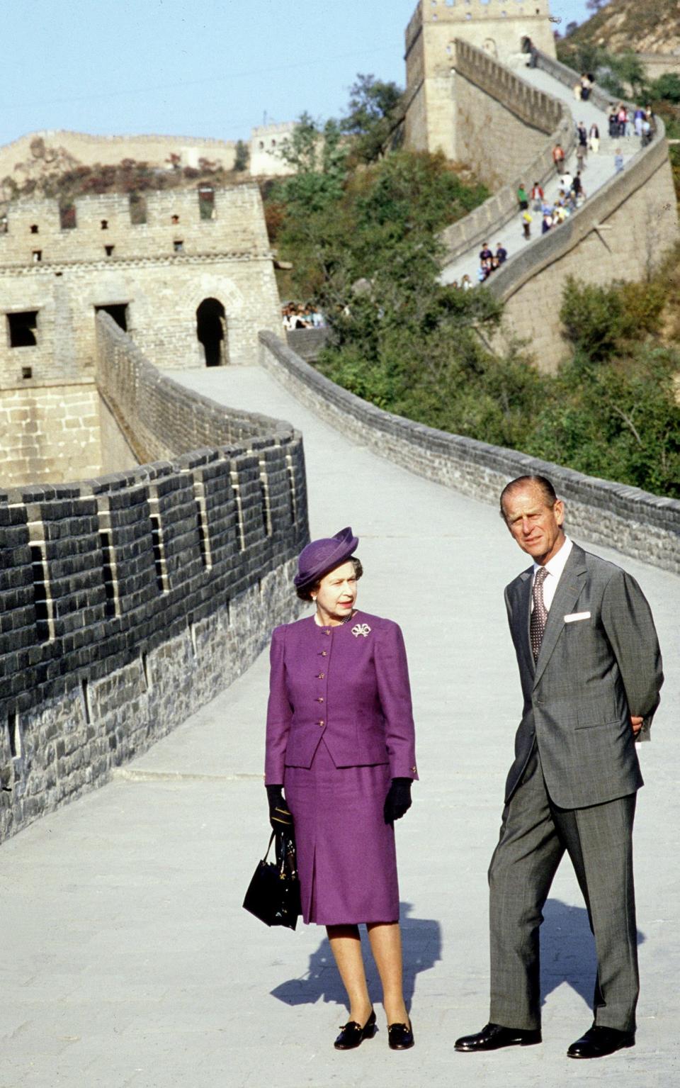 The Queen and the Duke of Edinburgh visit the Great Wall of China near Peking  - Credit: Tim Graham/Getty Images