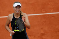 Tennis - French Open - Roland Garros, Paris, France - June 1, 2018 Denmark's Caroline Wozniacki celebrates after winning her third round match against France's Pauline Parmentier REUTERS/Gonzalo Fuentes