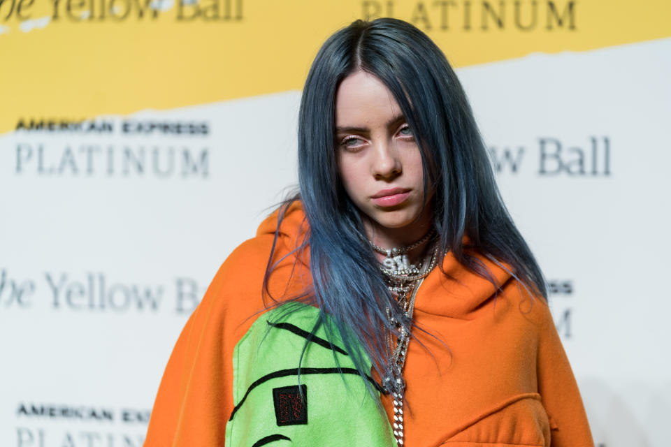 NEW YORK, NY - SEPTEMBER 10:  Singer Billie Eilish attends the Yellow Ball at the Brooklyn Museum on September 10, 2018 in New York City.  (Photo by Mark Sagliocco/WireImage,)