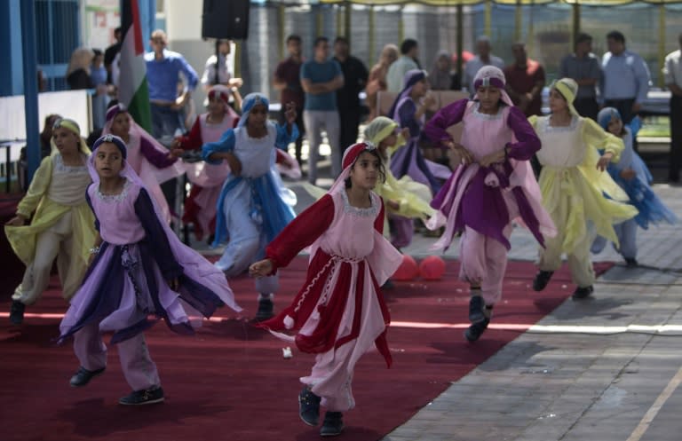 Palestinian girls at a summer camp organised at a UNRWA school on July 23, 2016 in Gaza City