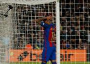 Football Soccer - Barcelona v Malaga - Spanish La Liga Santander - Camp Nou stadium, Barcelona, Spain - 19/11/16. Barcelona's Neymar reacts. REUTERS/Albert Gea