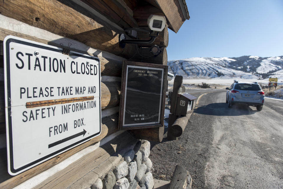 The entrance station to the north entrance to Yellowstone National Park&nbsp;was closed on Jan. 21 but visitors&nbsp;were allowed to enter the park with the understanding that there are no government services due to the government shutdown.&nbsp; (Photo: William Campbell via Getty Images)