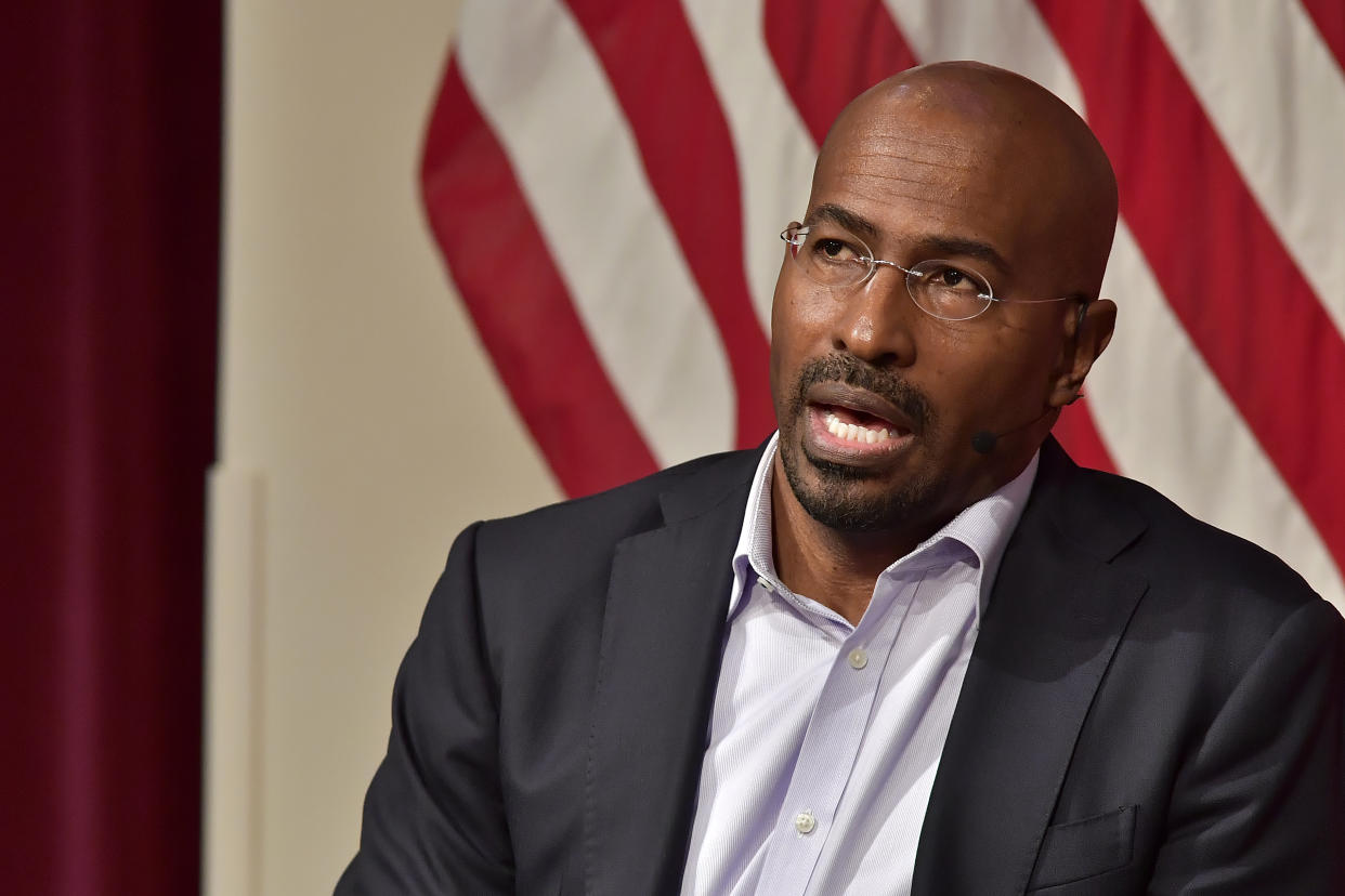 CNN analyst Van Jones broke down in tears on camera Saturday, after hearing news that Joe Biden had defeated President Donald Trump in the election, as projected by the Associated Press. (Photo: Paul Marotta/Getty Images)