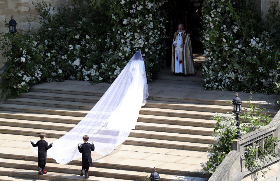 Meghan Markle donned an incredible veil to the history-making ceremony [Photo: Getty]