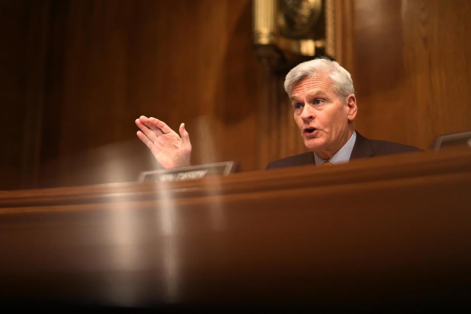 PHOTO: Senator Bill Cassidy, a Republican from Louisiana and ranking member of the Senate Health, Education, Labor, and Pensions Committee, during a hearing in Washington, DC, March 14, 2024.  (Tierney L. Cross/Bloomberg via Getty Images)