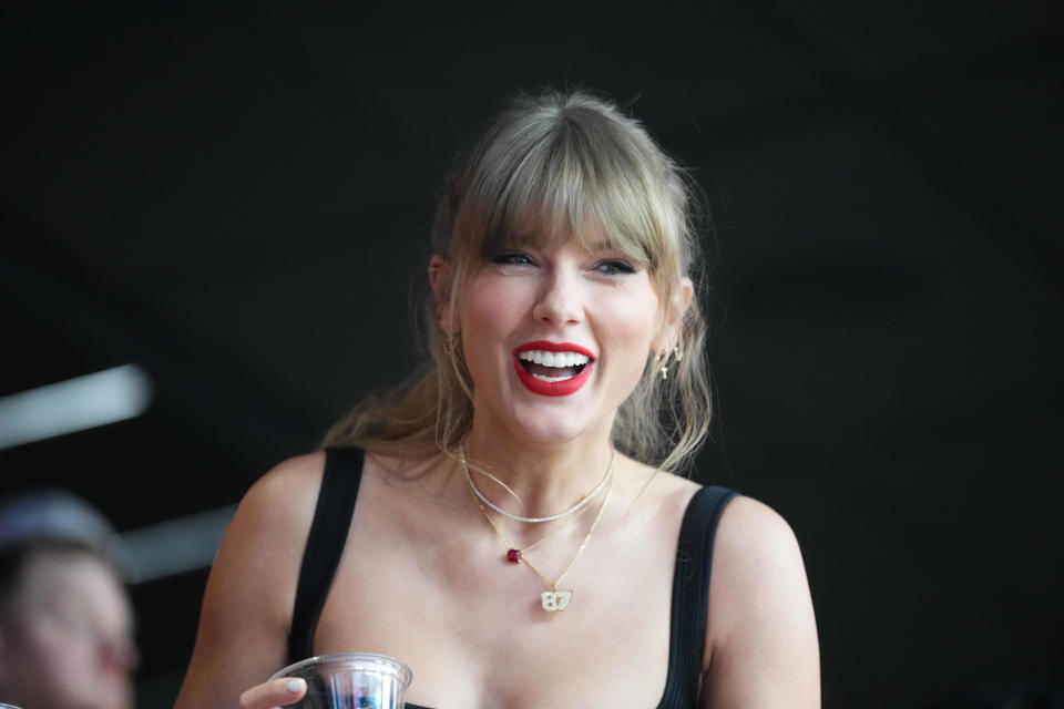 Recording artist Taylor Swift at Super Bowl LVIII between Kansas City Chiefs and San Francisco 49ers at Allegiant Stadium in Paradise, Nevada, on Feb. 11, 2024.