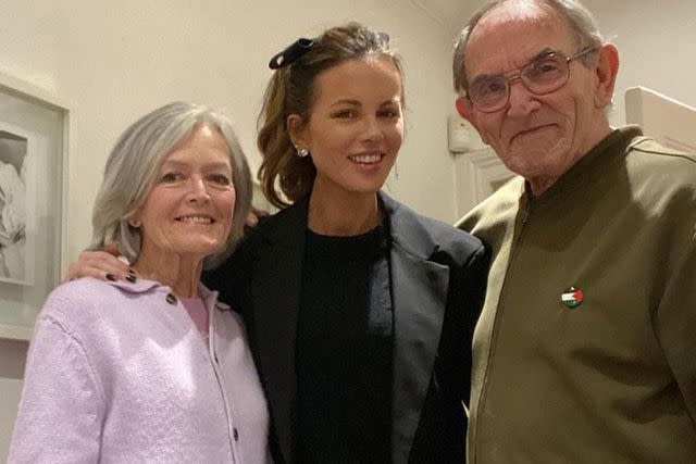 Kate Beckinsale with stepfather Roy Battersby and her mother Judy Loe