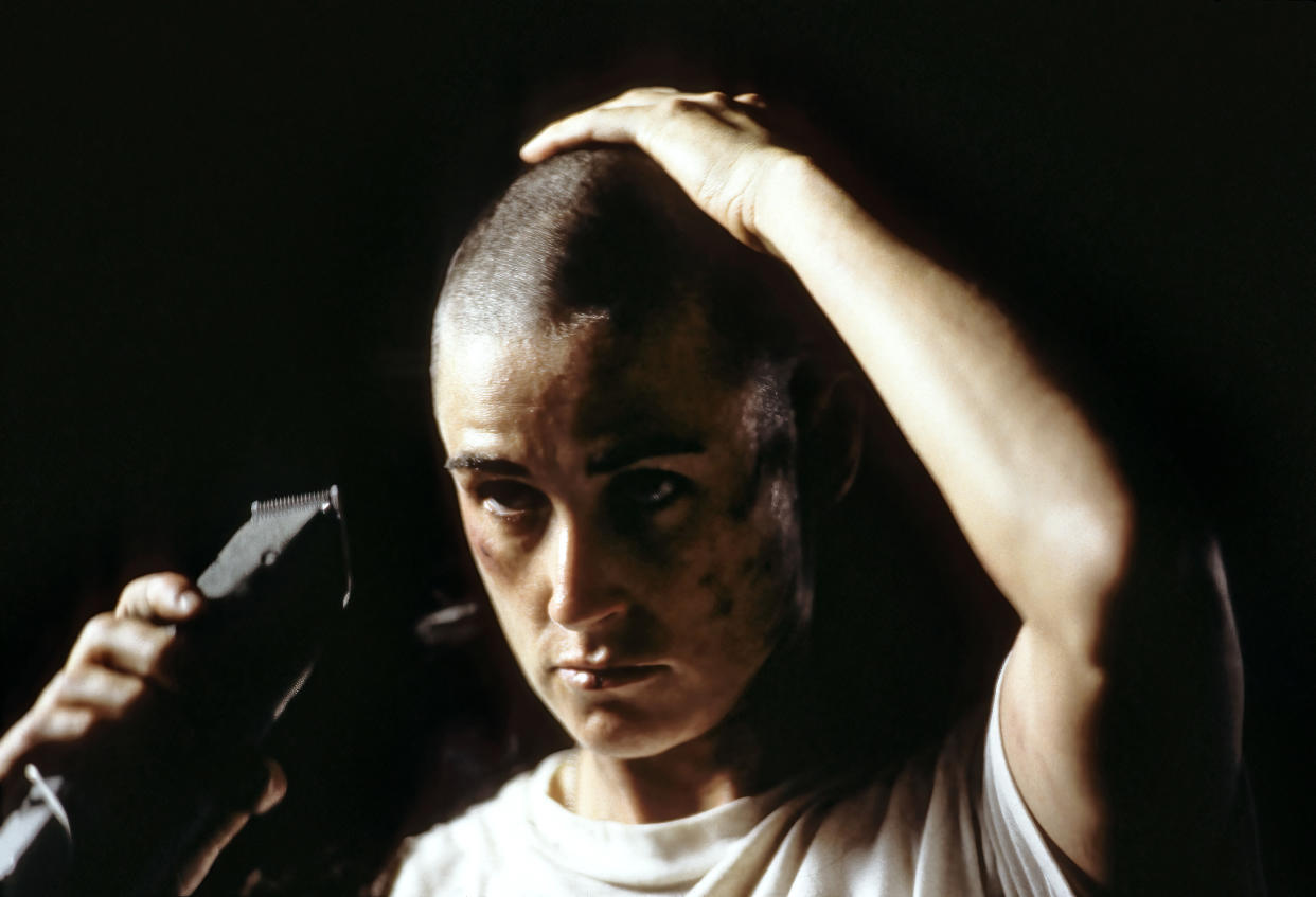 Moore shaved her own head in a key scene from G.I. Jane (Photo: Courtesy Everett Collection)