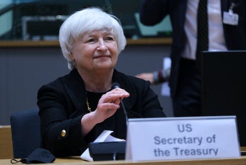 <span class="caption">US treasury secretary Janet Yellen.</span> <span class="attribution"><a class="link " href="https://www.shutterstock.com/image-photo/us-treasury-secretary-janet-yellen-arrives-2006615249" rel="nofollow noopener" target="_blank" data-ylk="slk:Alexandros Michailidis/Shutterstock;elm:context_link;itc:0;sec:content-canvas">Alexandros Michailidis/Shutterstock</a></span>