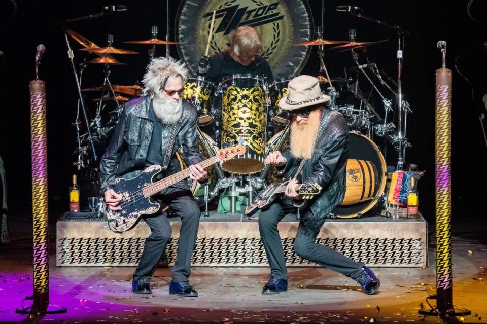 Lexington’s Elwood Francis, left, has joined Frank Beard (drums) and Billy F. Gibbons as ZZ Top, who will play Rupp Arena on March 28. Francis joined ZZ Top officially after bassist Dusty Hill died.